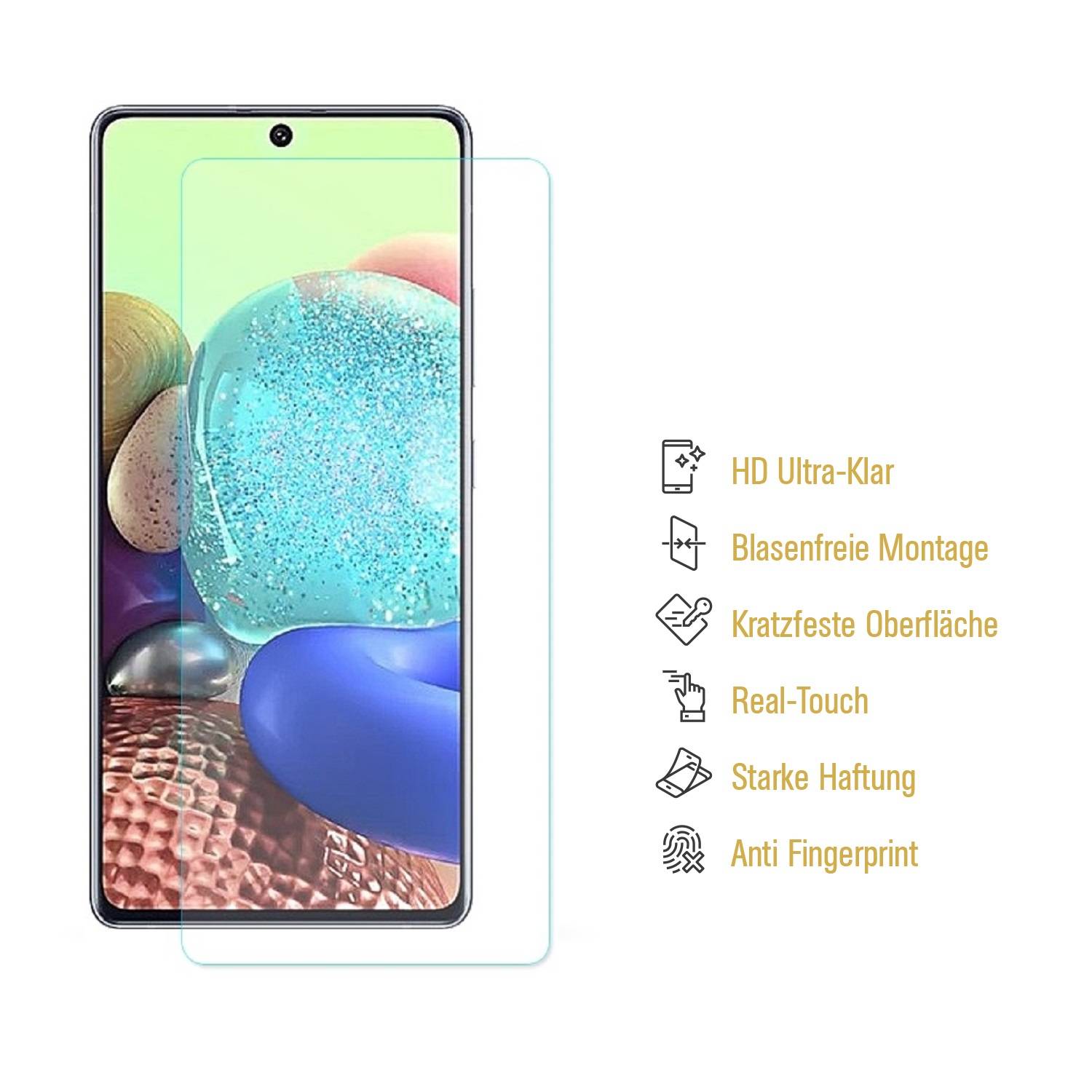 2x 9H Nano-Glass für Samsung Galaxy A71 3D KLAR Anti-Shock Anti-Bruch Anti-Stoß Anti-Schmutz Panzernanoglas Displayschutz Schutzfolie Panzerfolie Pa