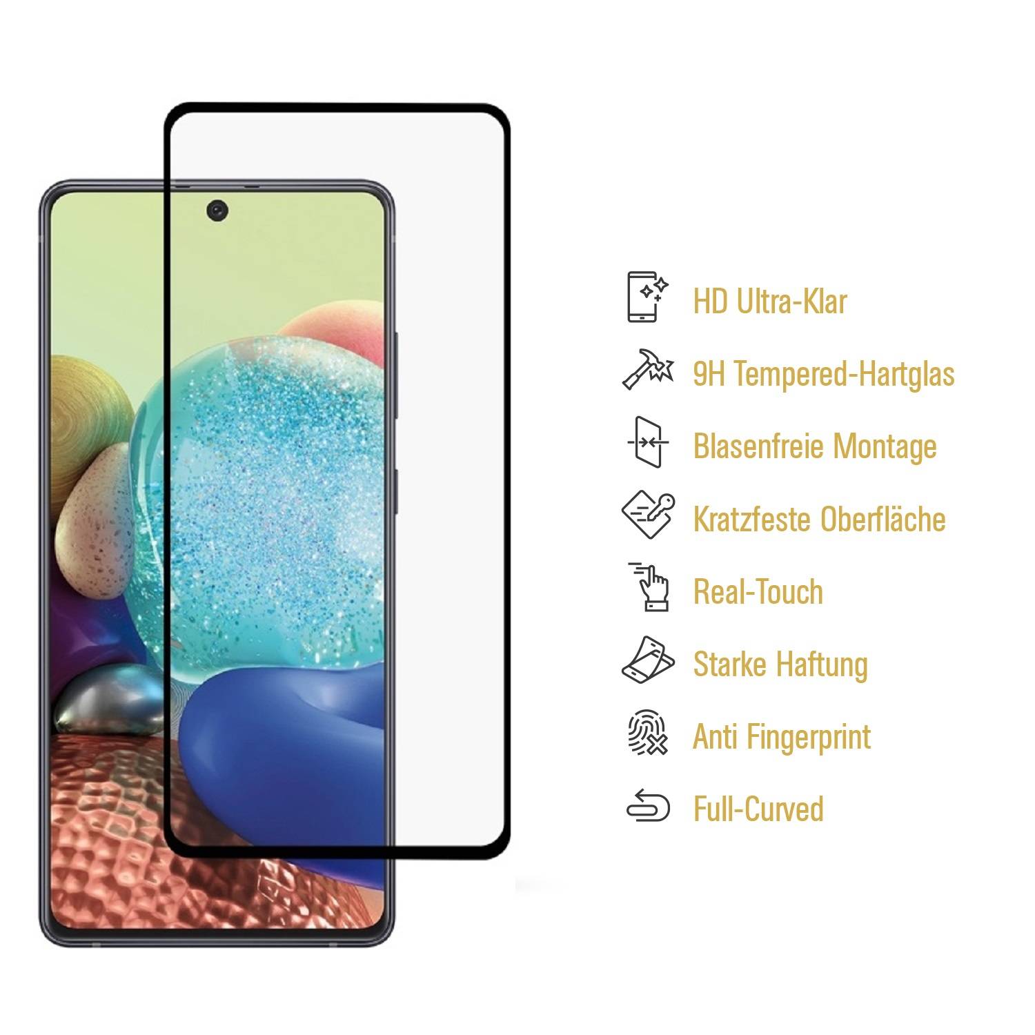 4x 9H Hartglas für Samsung Galaxy A71 FULL COVER Panzerfolie Displayschutz KLAR Panzerglas Schutzglas Displayglas Folie