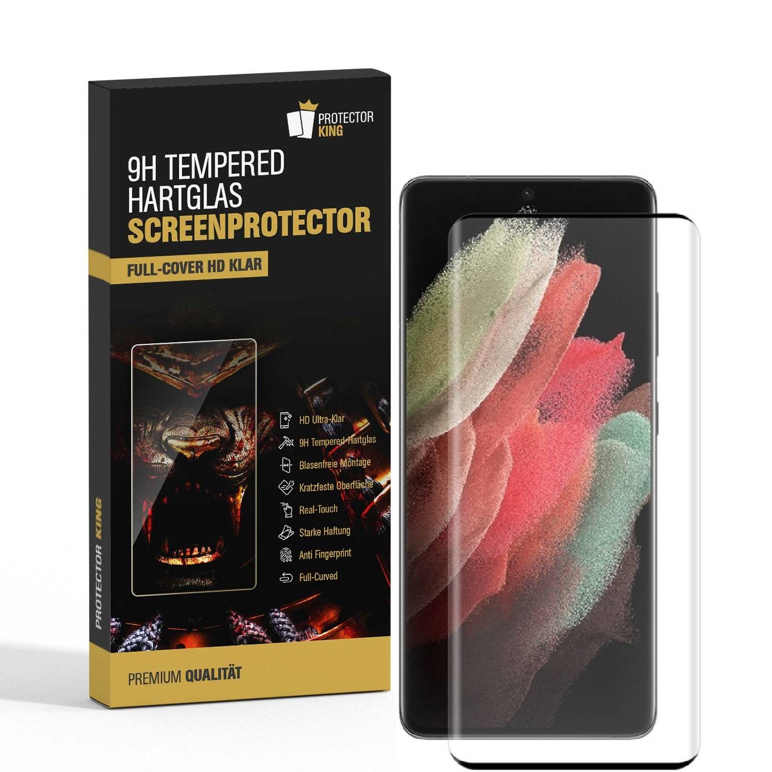 3x 9H Panzerglas für Samsung Galaxy S21 Ultra FULL CURVED Displayschutz Schutzglas Panzerfolie Schutzfolie Hartglas Displayglas Tempered Glasfolie