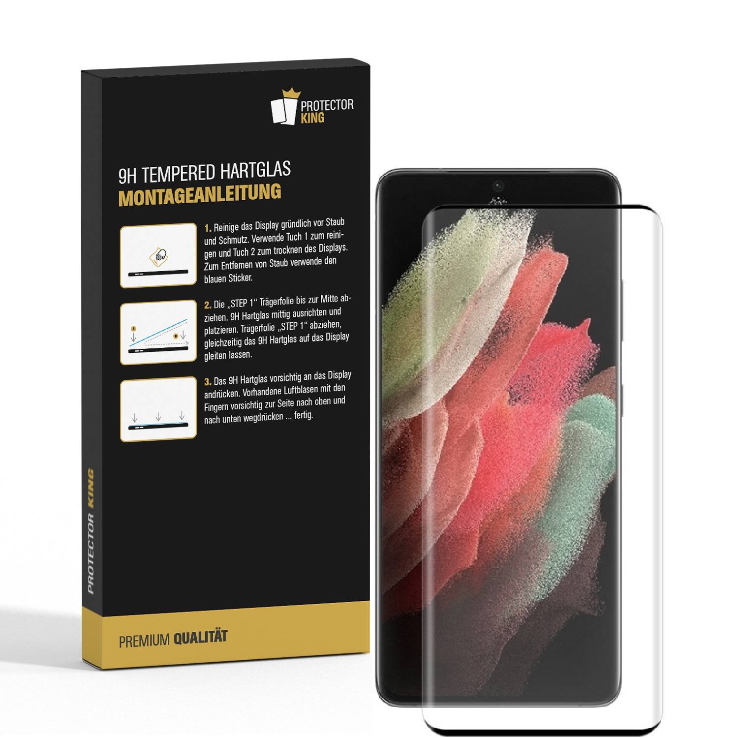 4x 9H Panzerglas für Samsung Galaxy S21 Ultra FULL CURVED Displayschutz Schutzglas Panzerfolie Schutzfolie Hartglas Displayglas Tempered Glasfolie