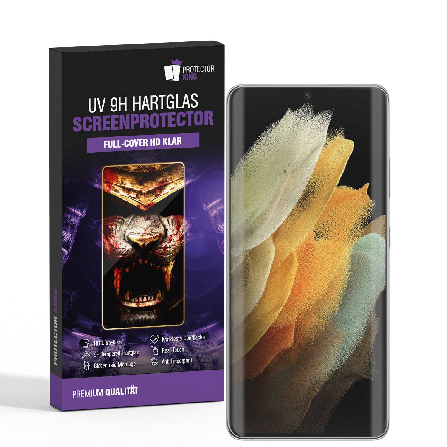 1x UV 9H Panzerhartglas für Samsung Galaxy S21 Ultra FULL CURVED Schutzglas Panzerfolie Displayschutz Schutzfolie Displayglas Echtes Tempered