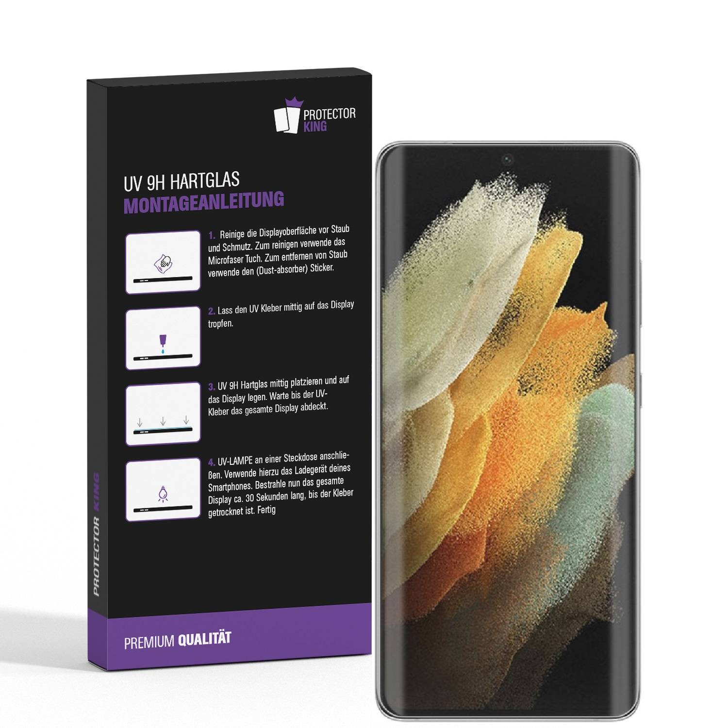 3x UV 9H Panzerhartglas für Samsung Galaxy S21 Ultra FULL CURVED Schutzglas Panzerfolie Displayschutz Schutzfolie Displayglas Echtes Tempered