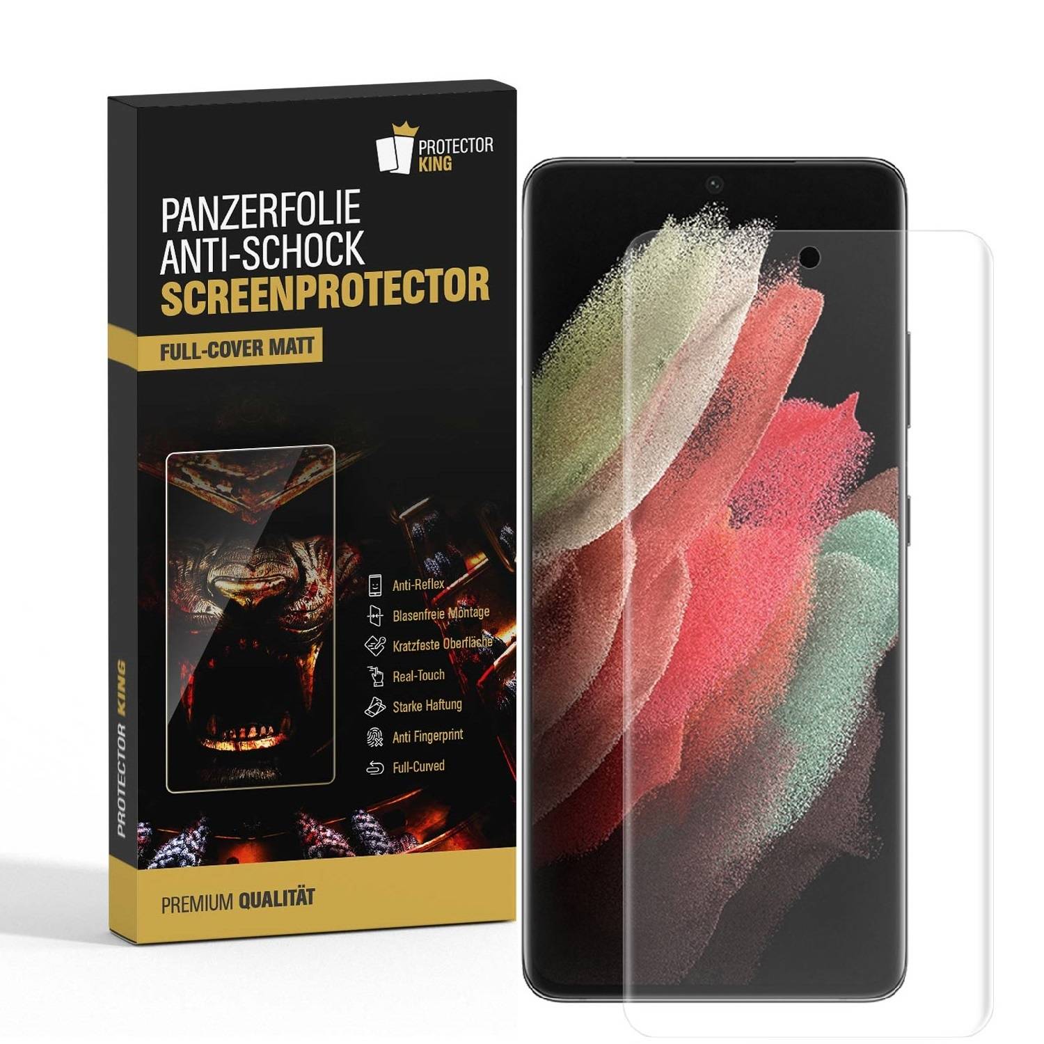 2x 9H Panzernanoglas für Samsung Galaxy S21 Ultra FULL CURVED MATT ANTI-REFLEX Displayschutz Schutzglas Schutzfolie Panzerglas ANTI-SHOCK/