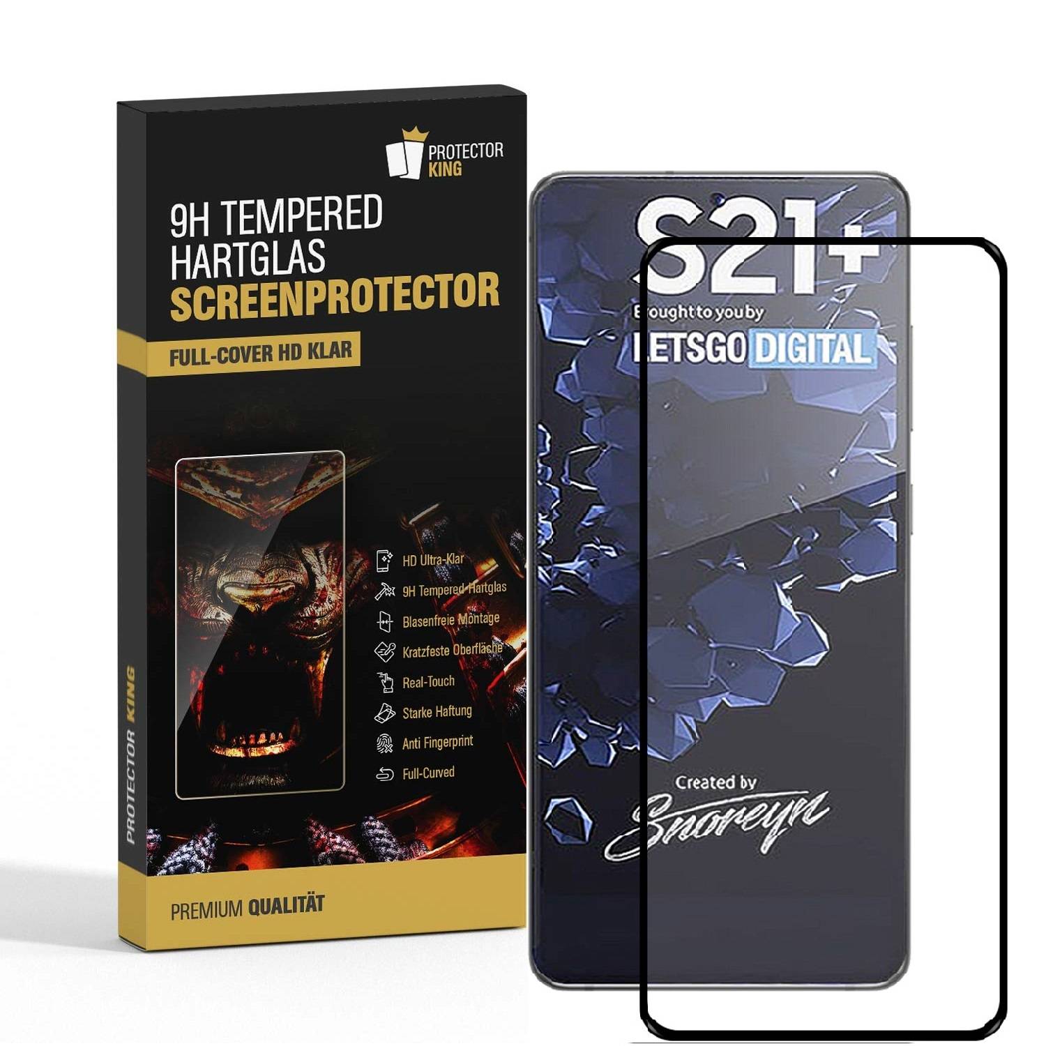 3x 9H Hartglas für Samsung Galaxy S21 Plus FULL COVER Schutzfolie Schutzglas SW Klar Displayschutz Panzerfolie Displayglas Tempered Glasfolie