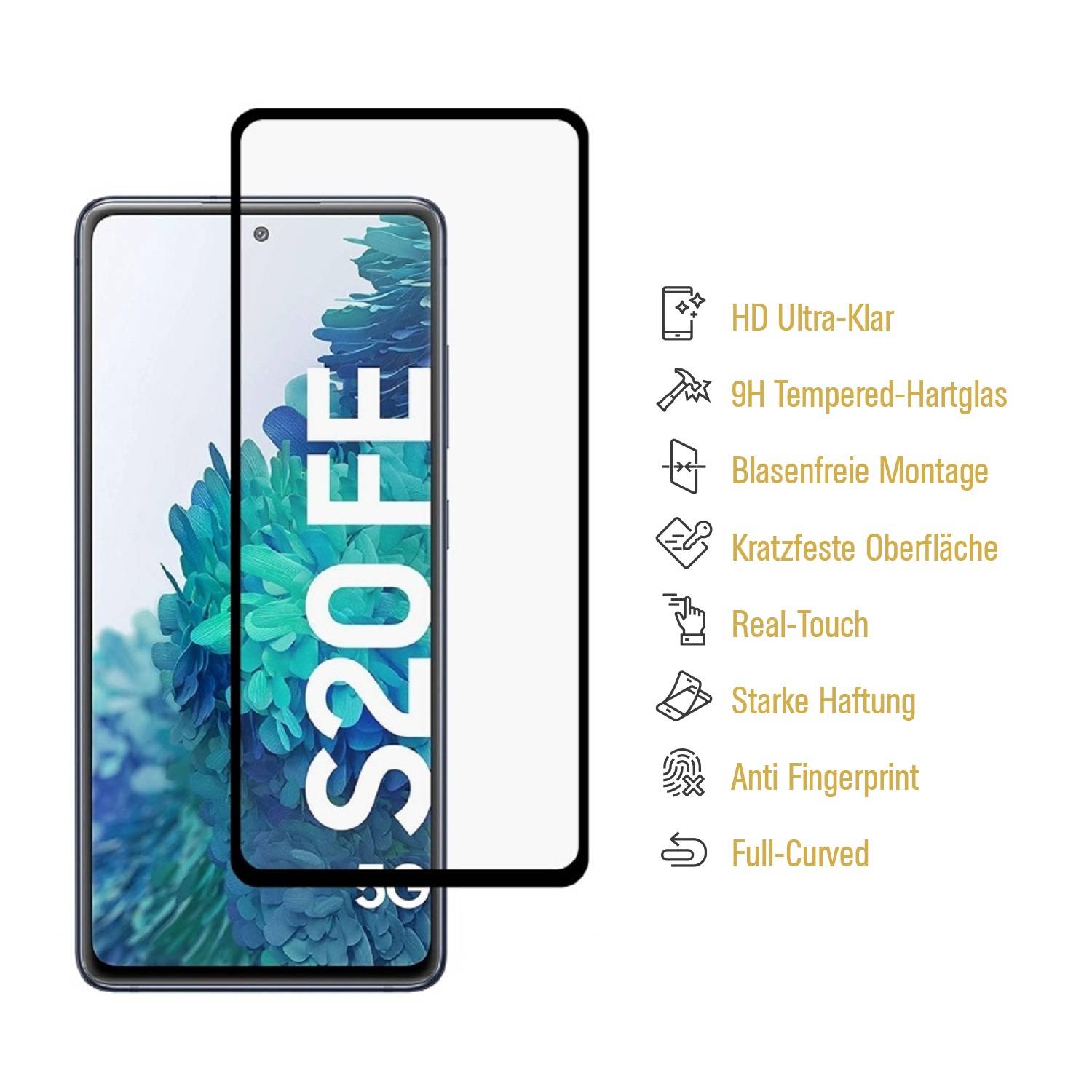 4x 9H Panzerglas für Samsung Galaxy S20 FE FULL COVER Displayschutz Schutzfolie Schutzglas Klar Panzerfolie Displayglas Tempered Hartglas Glasfolie