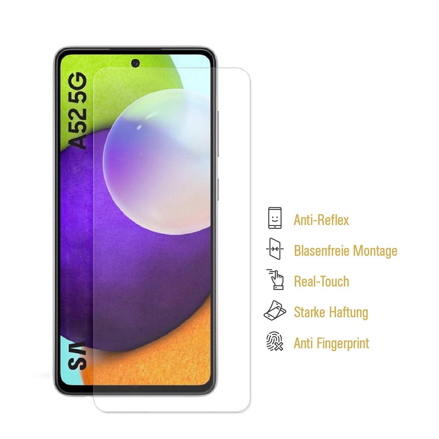 2x Displayfolie für Samsung Galaxy A52 ANTI-REFLEX Displayschutzfolie MATT