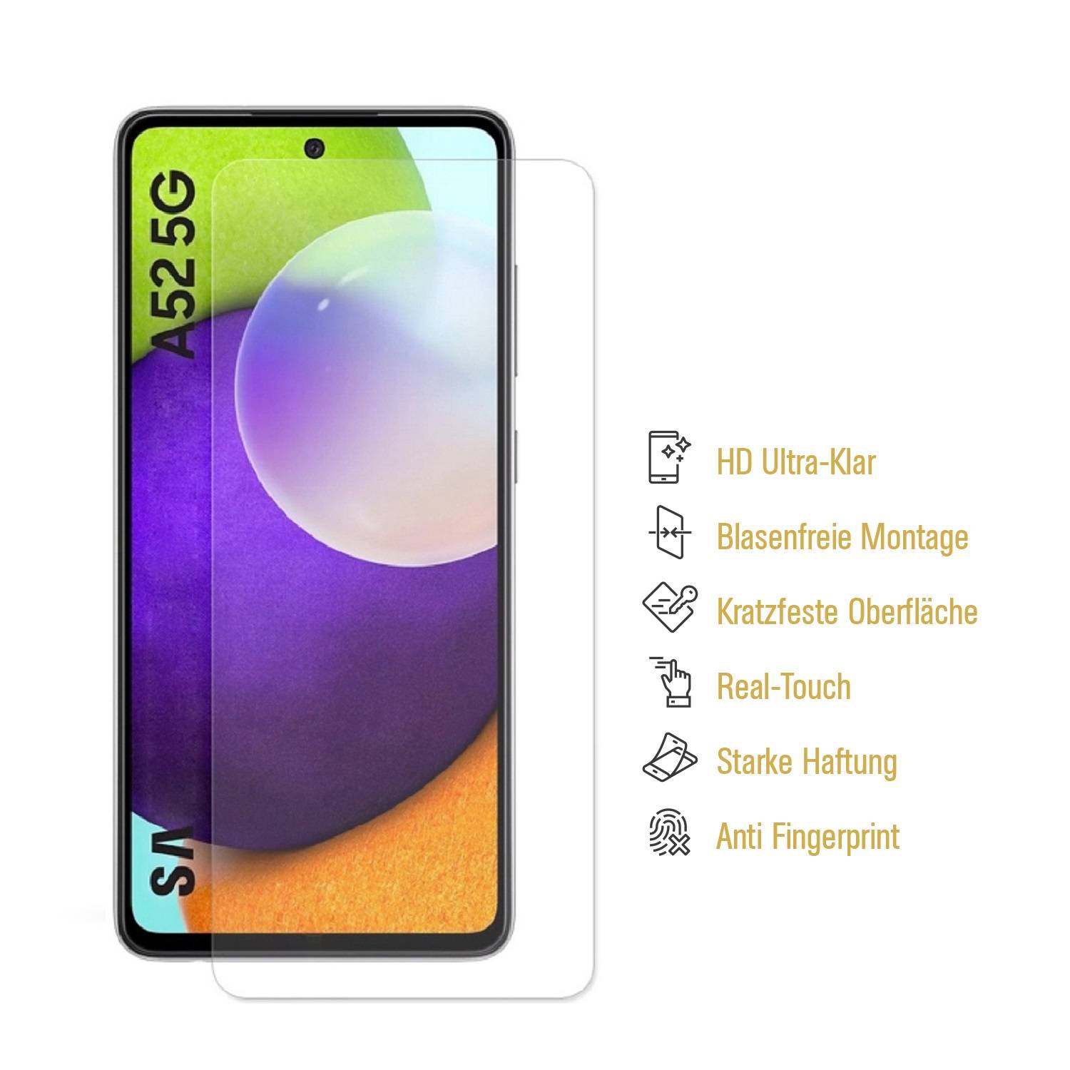 2x 9H Nano-Glass für Samsung Galaxy A52 3D KLAR Anti-Shock Anti-Bruch Anti-Stoß Anti-Schmutz Panzernanoglas Displayschutz Schutzfolie Panzerfolie Pa
