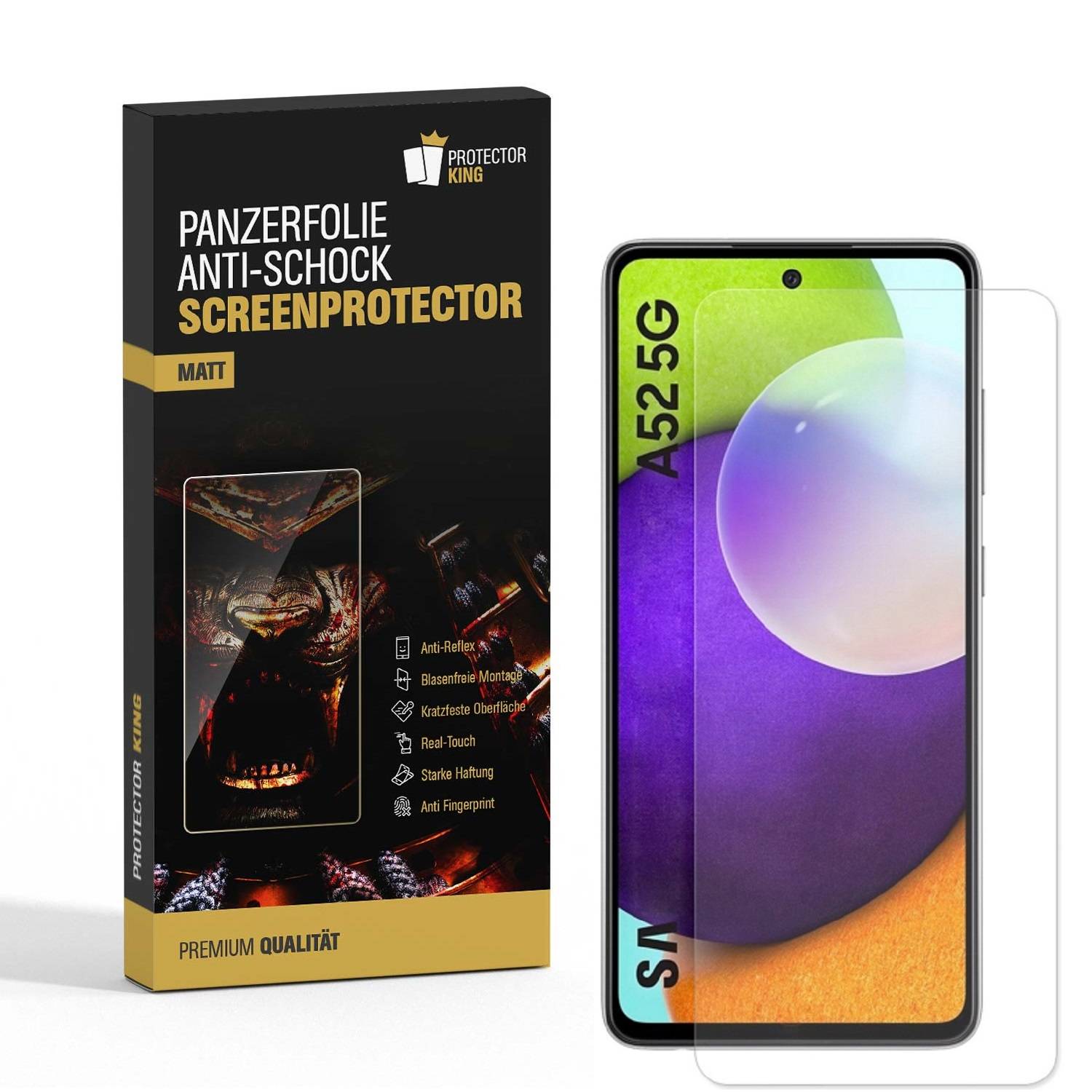 2x Panzerfolie für Samsung Galaxy A52 ANTI-SCHOCK Displayschutzfolie MATT