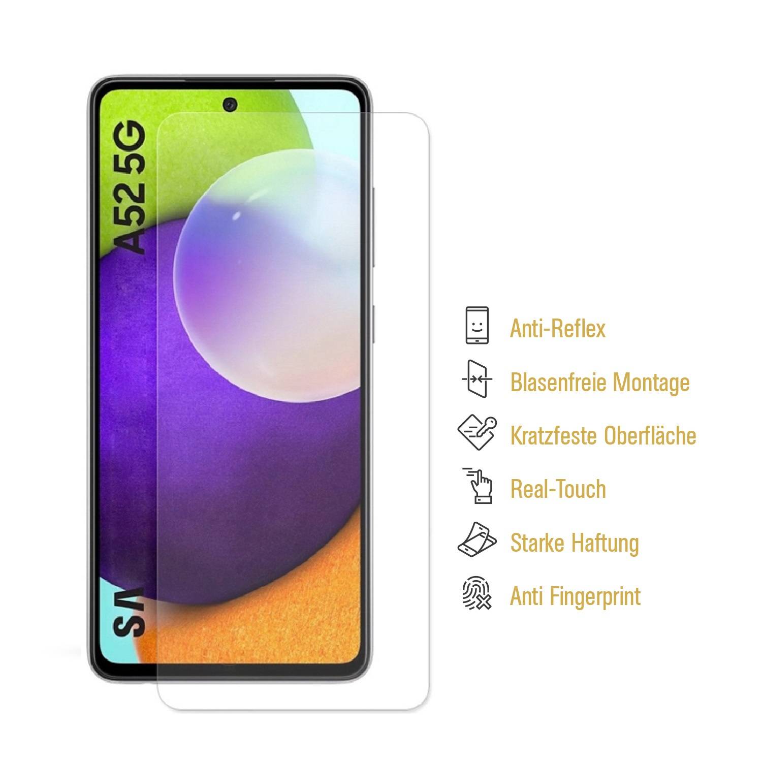 2x Panzerfolie für Samsung Galaxy A52 ANTI-SCHOCK Displayschutzfolie MATT