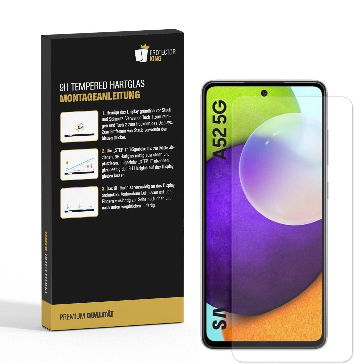 3x 9H Hartglas für Samsung Galaxy A52 Panzerfolie Displayschutz Displayglas KLAR Panzerglas Schutzglas Schutzfolie Glasfolie Folie