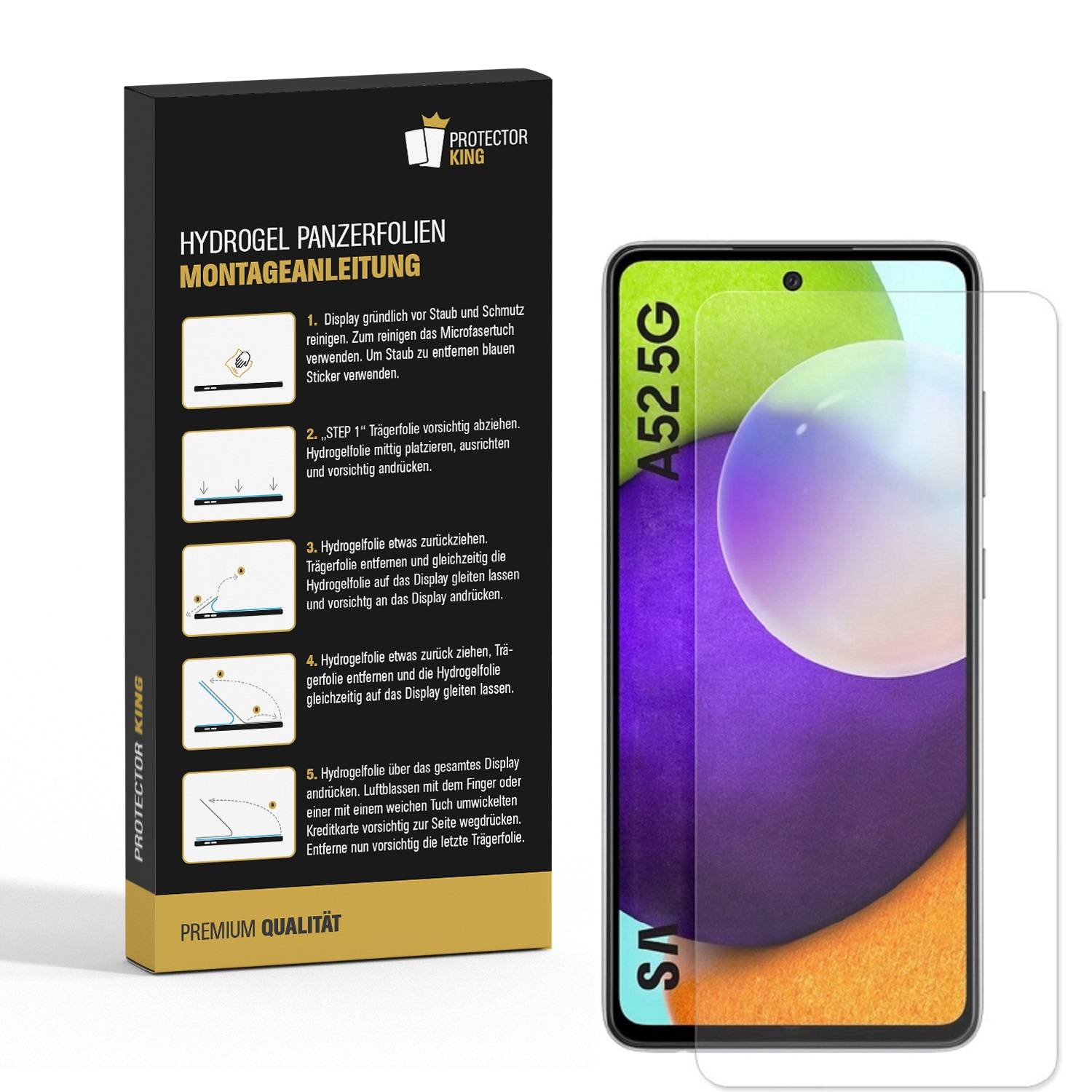 4x Hydrogel-Glass für Samsung Galaxy A52 Selbstheilend für Micro Kratzer 3D KLAR Panzerfolie Displayschutz Schutzfolie Screen-Protector