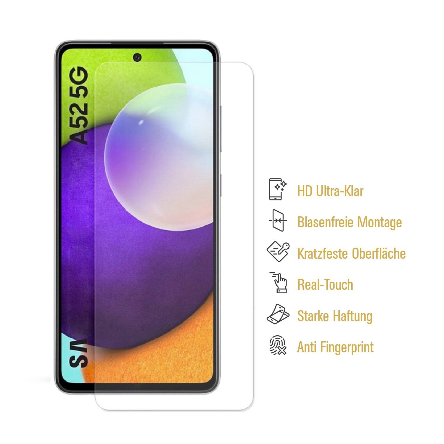 4x Hydrogel-Glass für Samsung Galaxy A52 Selbstheilend für Micro Kratzer 3D KLAR Panzerfolie Displayschutz Schutzfolie Screen-Protector