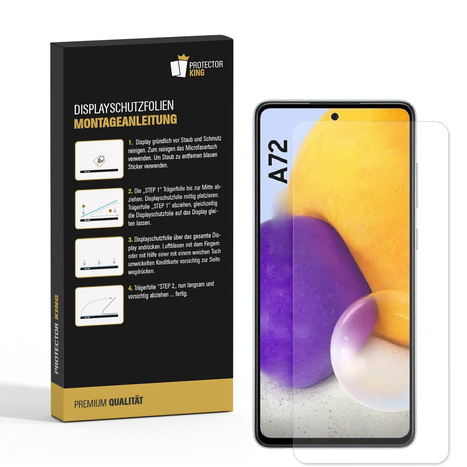 2x Panzerfolie für Samsung Galaxy A72 ANTI-SCHOCK Displayschutzfolie MATT