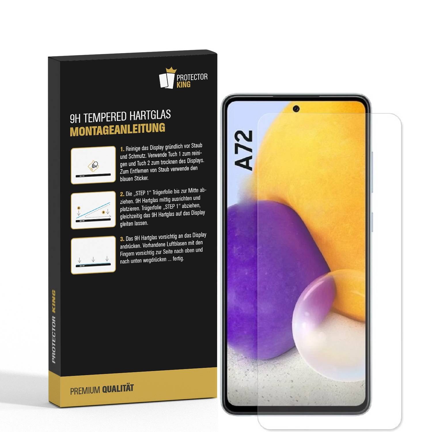 2x 9H Hartglas für Samsung Galaxy A72 Schutzfolie Schutzglas Klar Displayglas Tempered Glasfolie Panzerglas Sicherheitsglas Echtglas Displayschutz