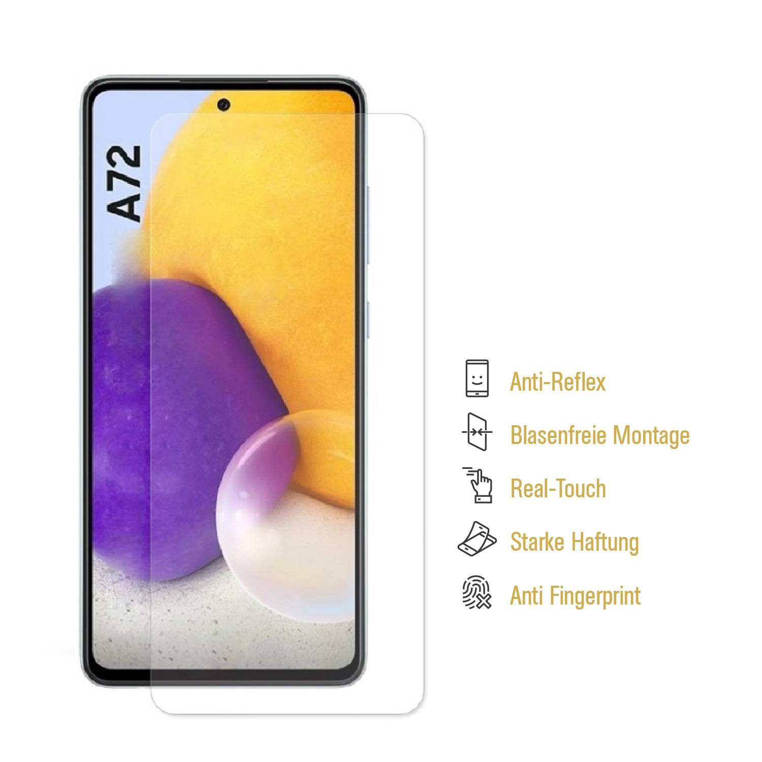 3x Displayfolie für Samsung Galaxy A72 ANTI-REFLEX Displayschutzfolie MATT