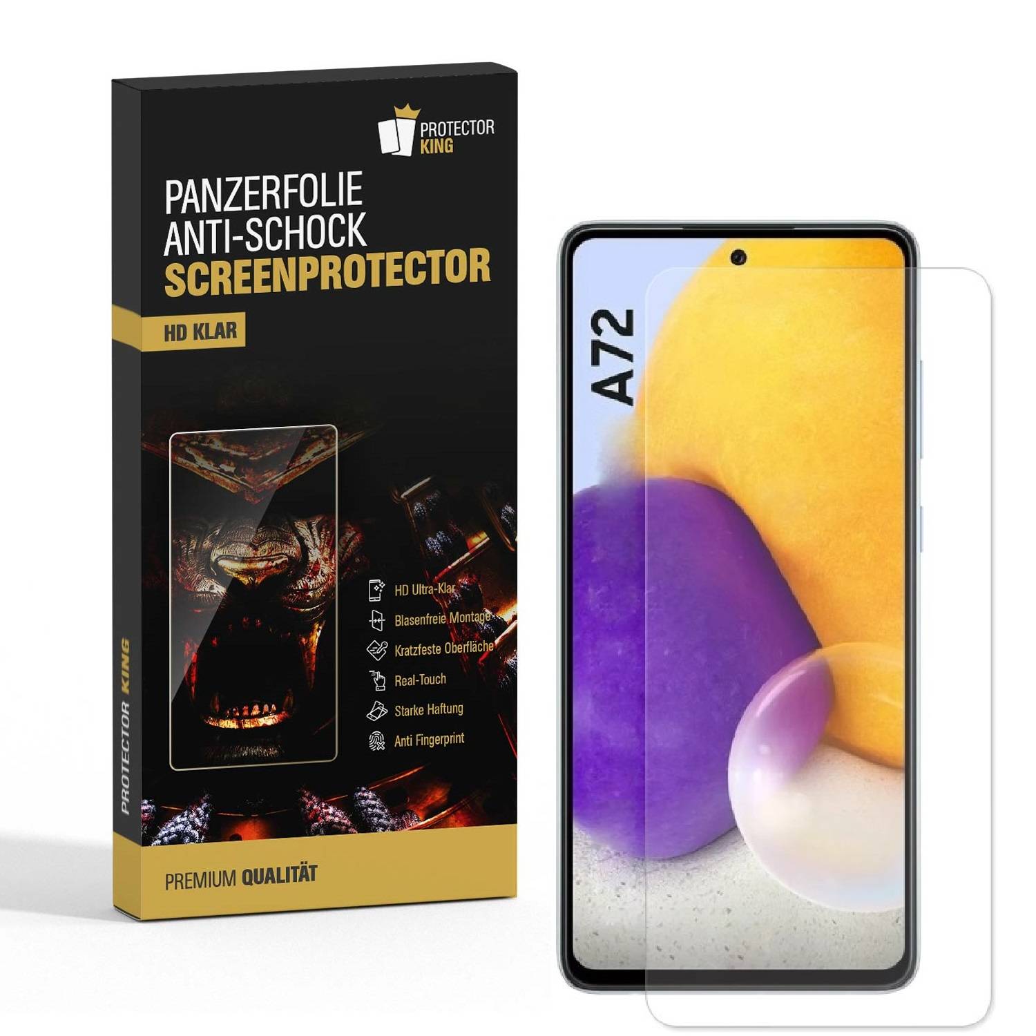 2x 9H Nano-Glass für Samsung Galaxy A72 3D KLAR Anti-Shock Anti-Bruch Anti-Stoß Anti-Schmutz Panzernanoglas Displayschutz Schutzfolie Panzerfolie Pa