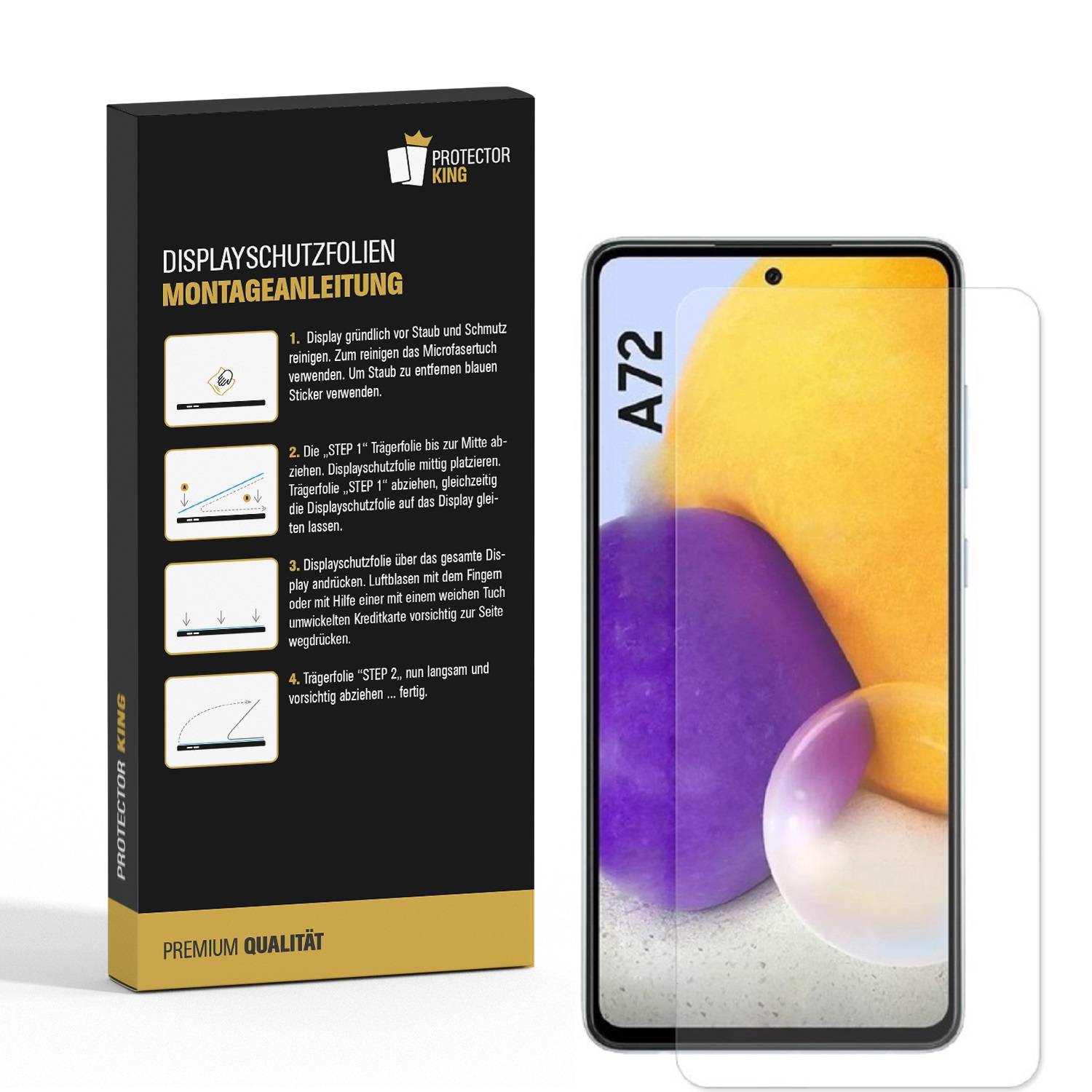 4x 9H Nano-Glass für Samsung Galaxy A72 3D KLAR Anti-Shock Anti-Bruch Anti-Stoß Anti-Schmutz Panzernanoglas Displayschutz Schutzfolie Panzerfolie Pa