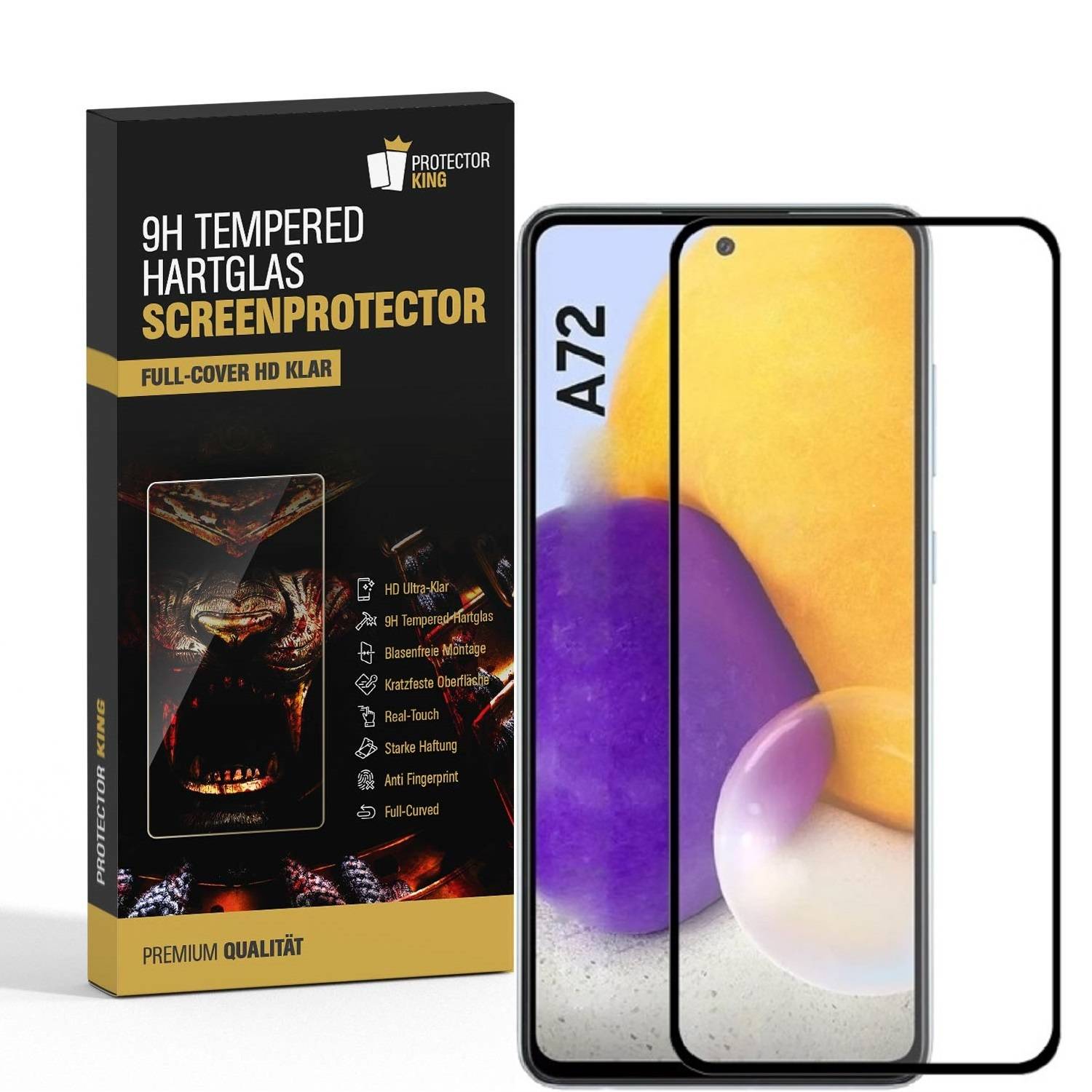 3x 9H Hartglas für Samsung Galaxy A72 FULL COVER Schutzfolie Schutzglas Klar Displayglas Tempered Glasfolie Panzerglas Sicherheitsglas Echtglas
