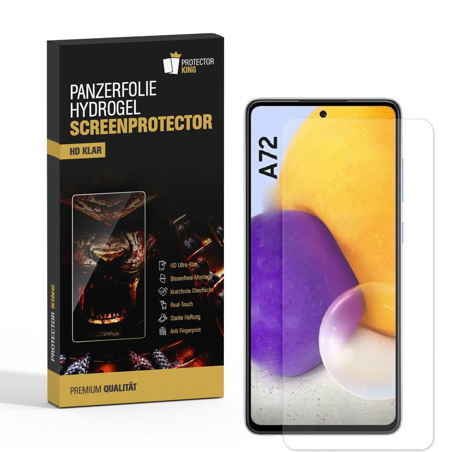 1x Hydrogel-Glass für Samsung Galaxy A72 Selbstheilend für Micro Kratzer 3D KLAR Panzerfolie Displayschutz Schutzfolie Screen-Protector