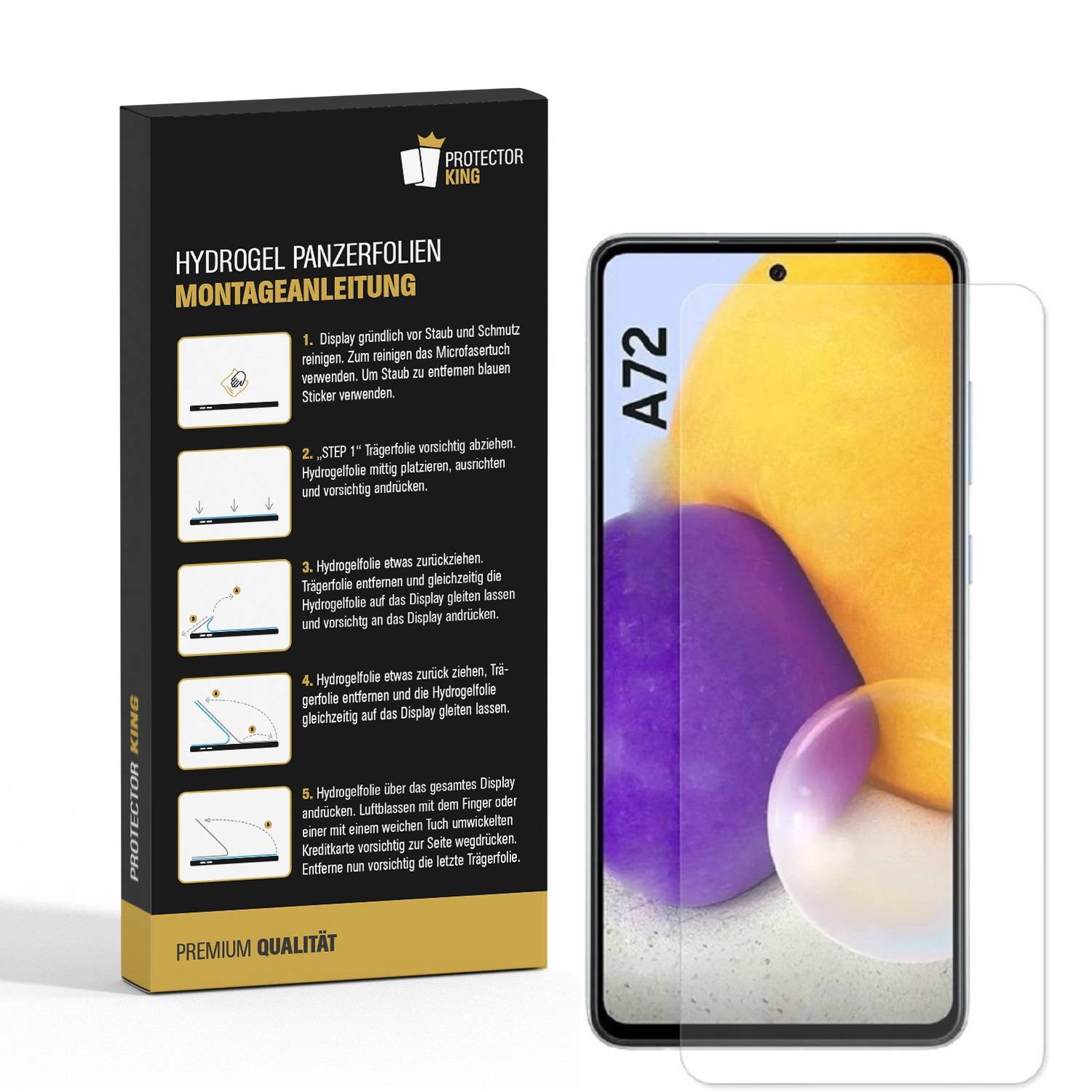 2x Hydrogel-Glass für Samsung Galaxy A72 Selbstheilend für Micro Kratzer 3D KLAR Panzerfolie Displayschutz Schutzfolie Screen-Protector