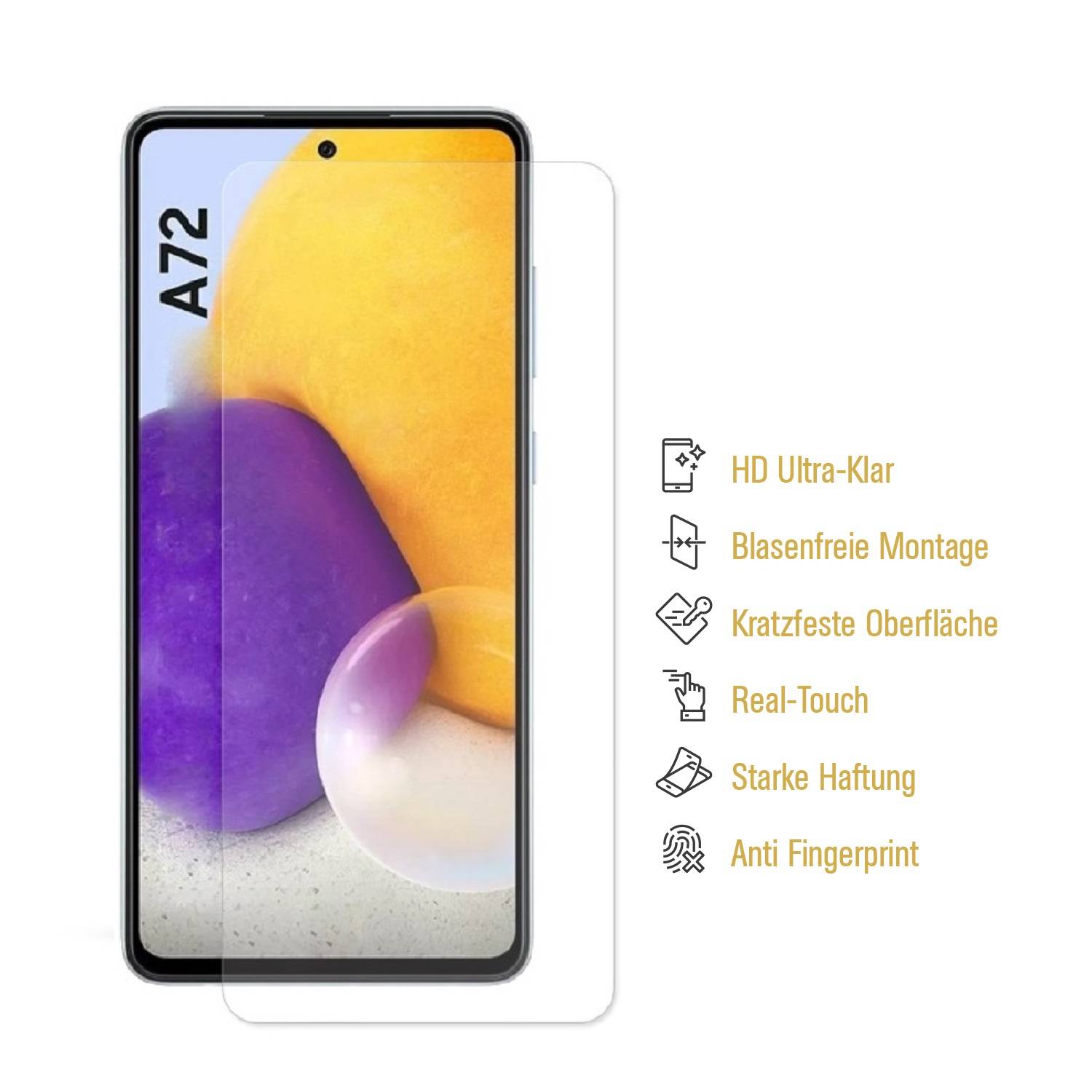 2x Hydrogel-Glass für Samsung Galaxy A72 Selbstheilend für Micro Kratzer 3D KLAR Panzerfolie Displayschutz Schutzfolie Screen-Protector