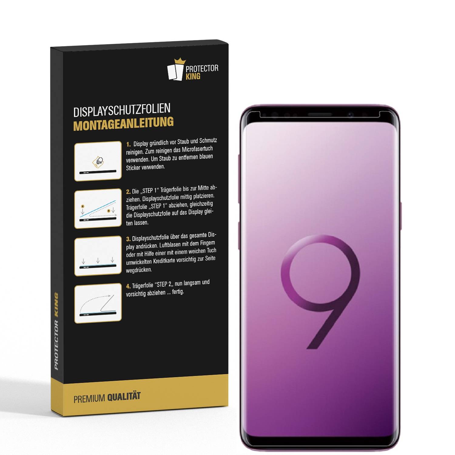 4x Panzerfolie für Samsung Galaxy S9 Plus ANTI-SCHOCK Displayschutzfolie HD KLAR