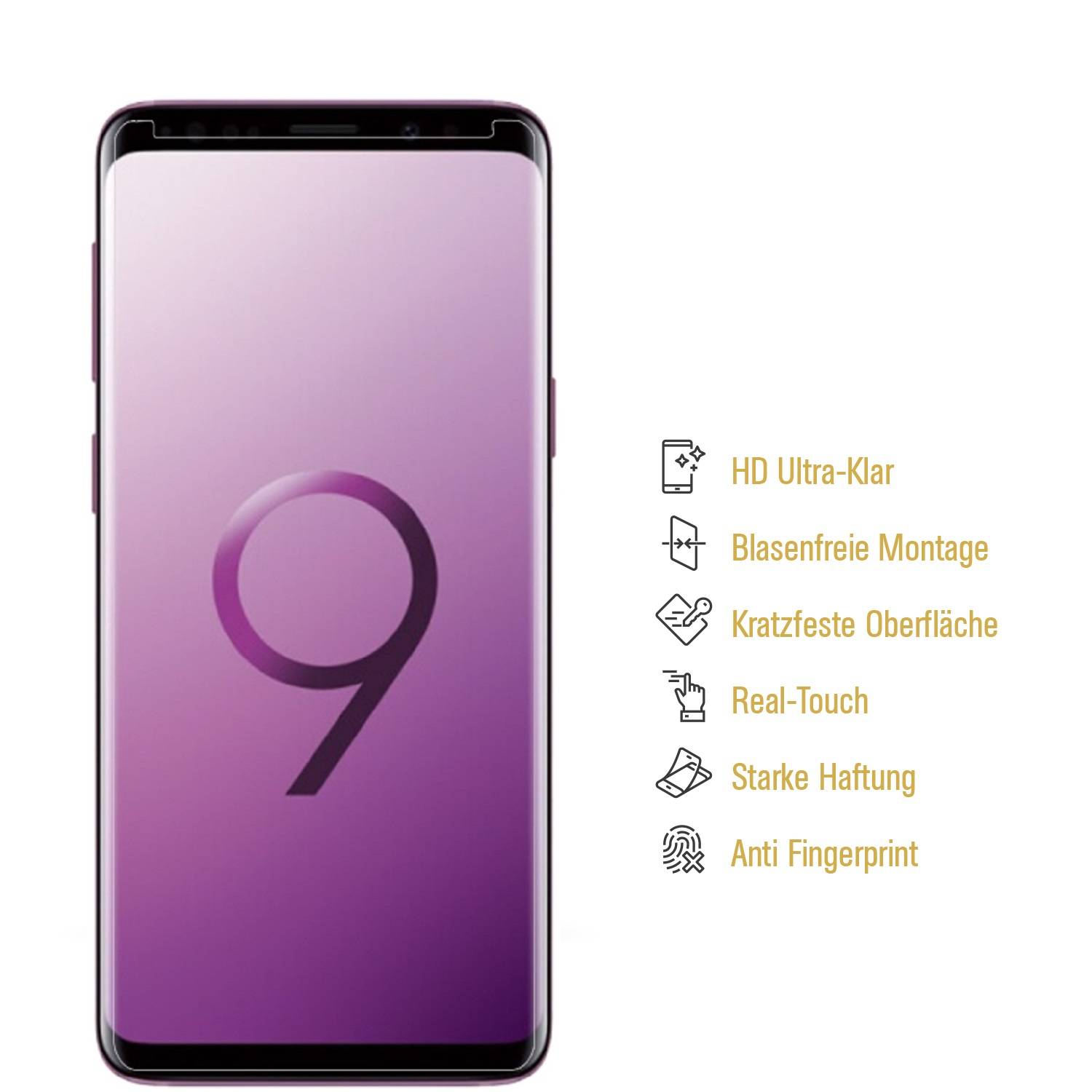 4x Panzerfolie für Samsung Galaxy S9 Plus ANTI-SCHOCK Displayschutzfolie HD KLAR