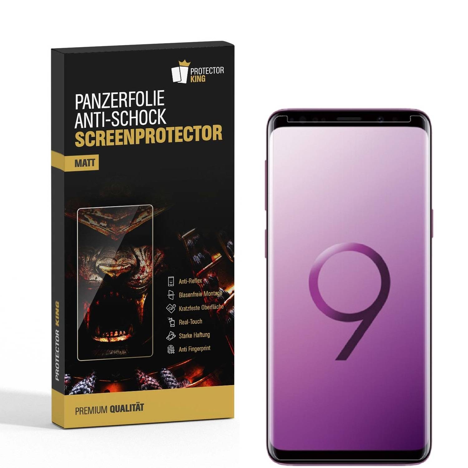 2x Panzerfolie für Samsung Galaxy S9 Plus ANTI-SCHOCK Displayschutzfolie MATT