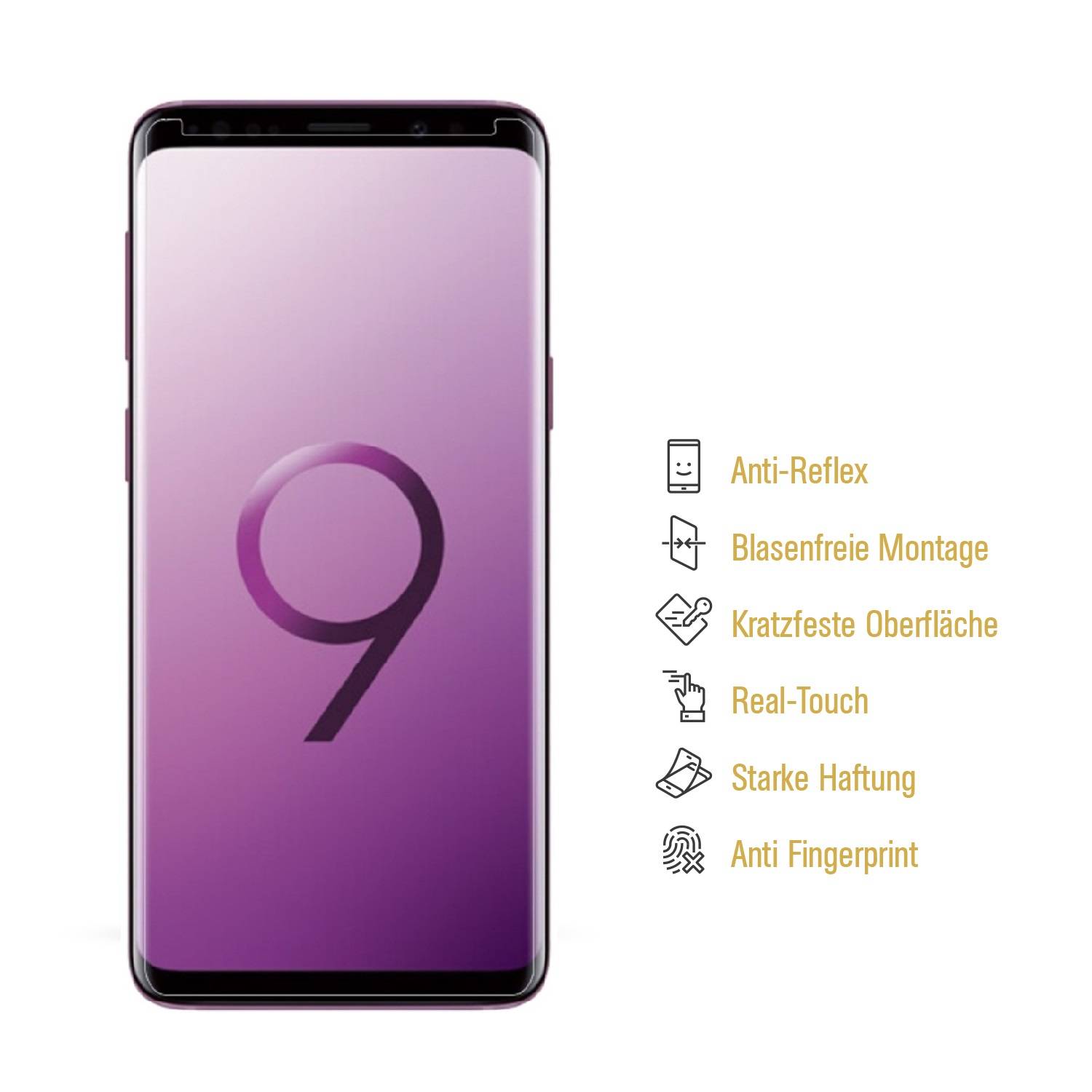 2x Panzerfolie für Samsung Galaxy S9 Plus ANTI-SCHOCK Displayschutzfolie MATT