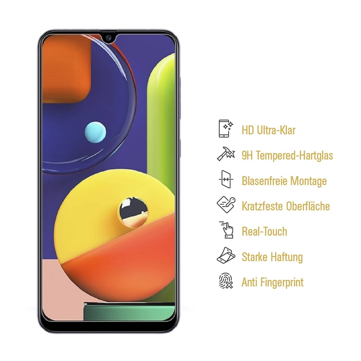 1x 9H Hartglas für Samsung Galaxy A50s Schutzfolie Schutzglas Displayglas Tempered Glasfolie Panzerglas Sicherheitsglas Echtglas Displayschutz