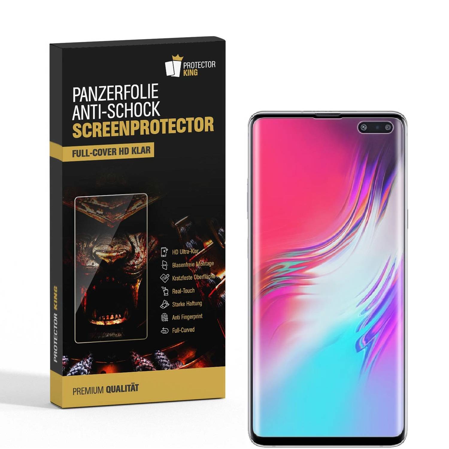 2x 9H Nano-Glass für Samsung Galaxy S10 5G FULL COVER 3D KLAR Anti-Shock Anti-Bruch Anti-Stoß Anti-Schmutz Panzernanoglas Displayschutz Schutzfolie