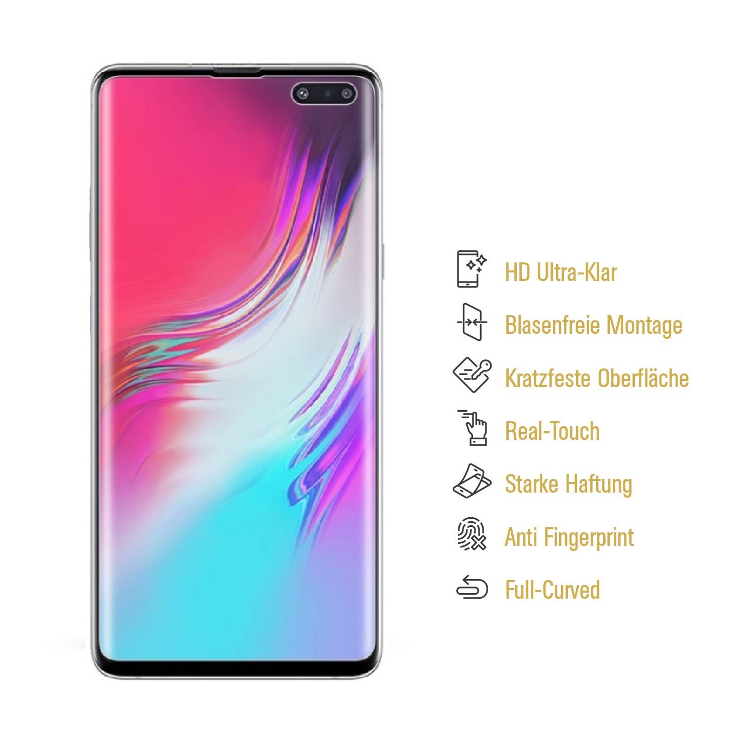 3x 9H Nano-Glass für Samsung Galaxy S10 5G FULL COVER 3D KLAR Anti-Shock Anti-Bruch Anti-Stoß Anti-Schmutz Panzernanoglas Displayschutz Schutzfolie