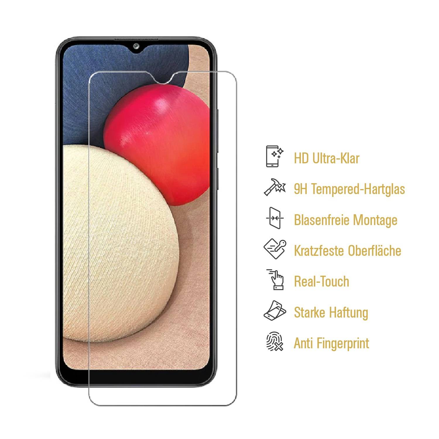 2x 9H Panzerglas für Samsung Galaxy A02S Displayschutz Panzerfolie Schutzfolie Hartglas Schutzglas Displayglas Tempered Glasfolie Sicherheitsglas