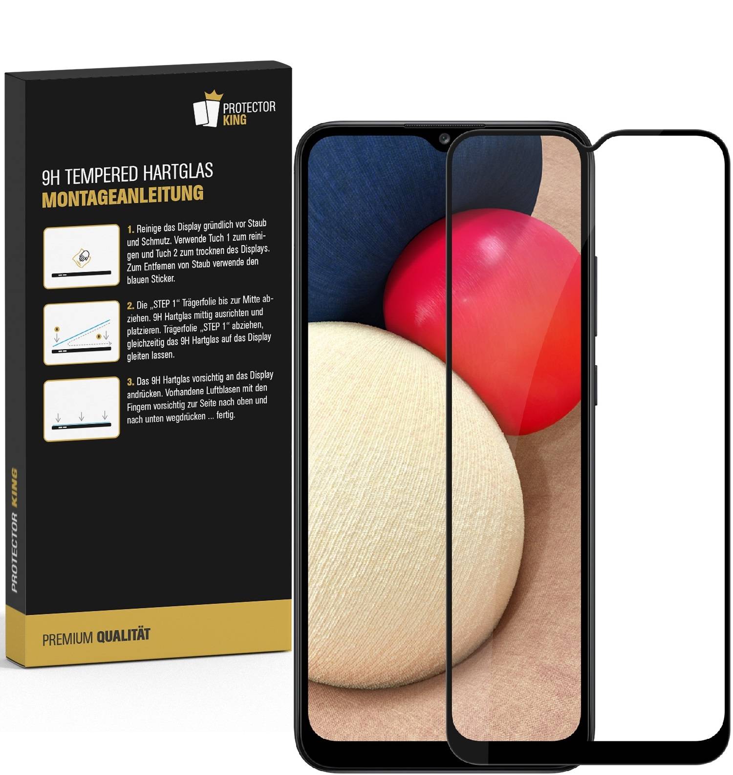 1x 9H Panzerglas für Samsung Galaxy A02s FULL COVER Displayschutz Schutzglas Hartglas Schutzfolie Panzerfolie KLAR Tempered echtes Displayglas