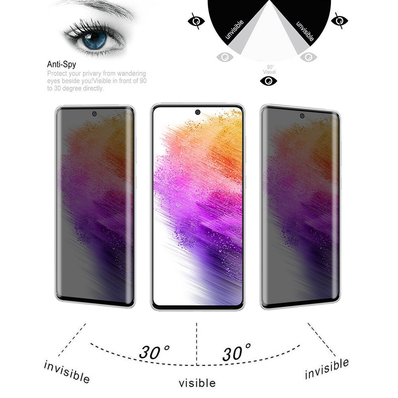 4x 9H Panzerglas für Samsung Galaxy A70 Anti-Spy Privacy Blickschutz echtes Tempered Panzerglas Panzerfolie Displayschutz Schutzfolie Schutzglas