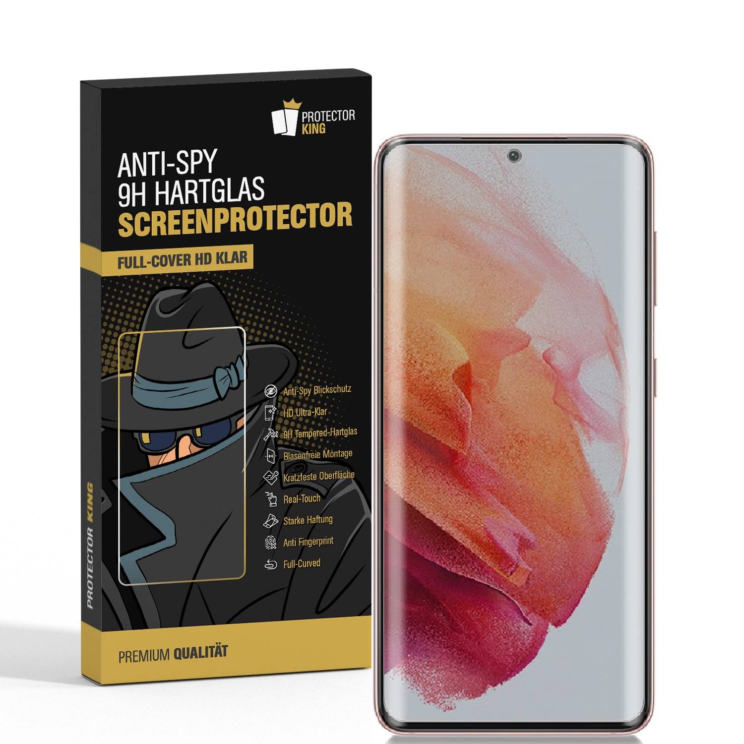 6x Blickschutz 9H Panzerglas für Samsung Galaxy S21 Ultra FULL CURVED ANTI-SPY PRIVACY Displayschutz Schutzglas Panzerfolie Schutzfolie echtes