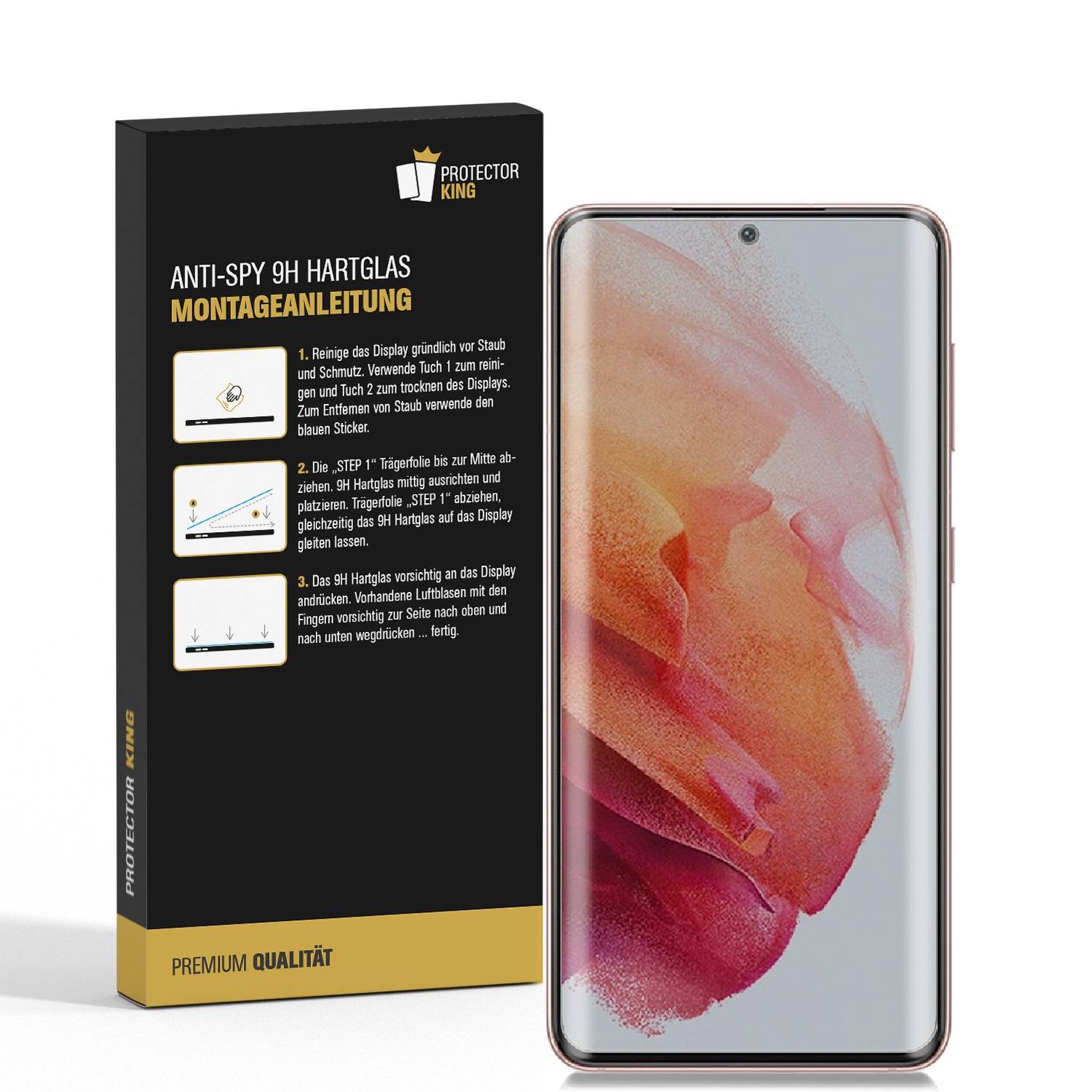 6x Blickschutz 9H Panzerglas für Samsung Galaxy S21 Ultra FULL CURVED ANTI-SPY PRIVACY Displayschutz Schutzglas Panzerfolie Schutzfolie echtes