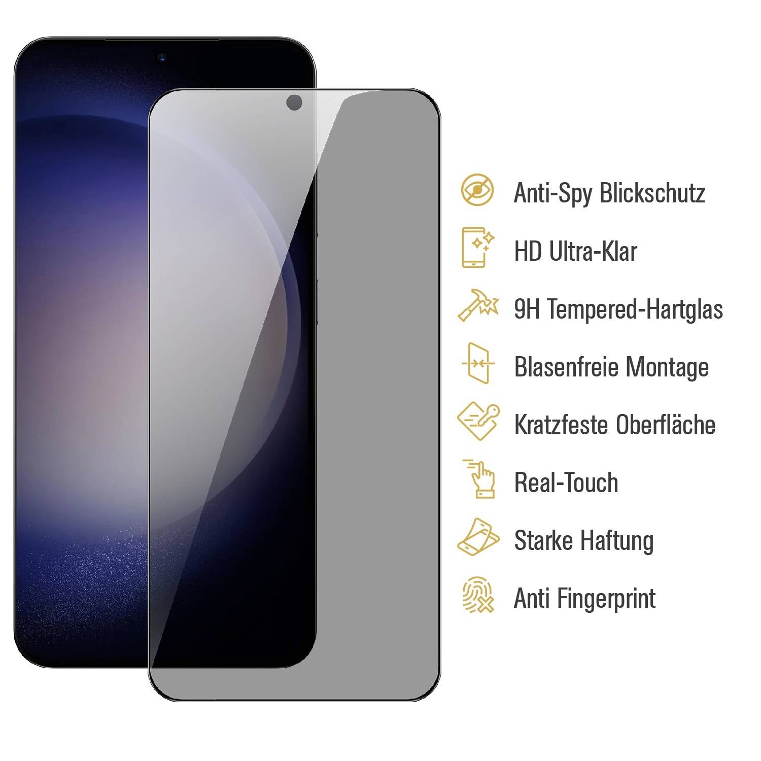 1x Blickschutz 9H Panzerglas für Samsung Galaxy S25 Anti-Spy Privacy Sichtschutz Tempered Hartglas Displayschutz Schutzglas Screen Protector