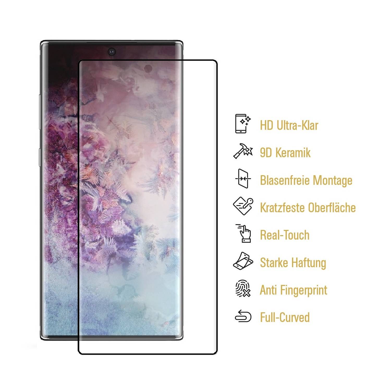 1x 9D Keramik-Glass für Samsung Galaxy Note 10 Plus FULL COVER 3D KLAR Panzerfolie Displayschutz Schutzfolie Ceramic Screen-Protector