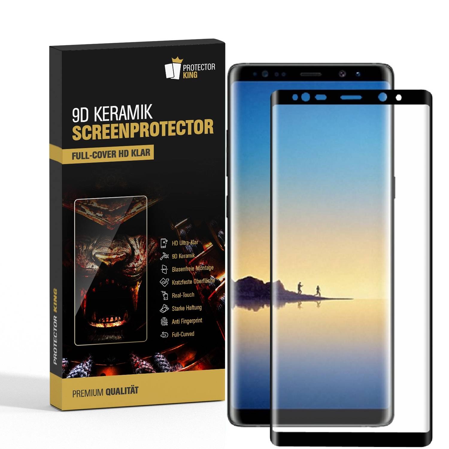 4x 9D Keramik-Glass für Samsung Galaxy Note 8 FULL COVER 3D KLAR Panzerfolie Displayschutz Schutzfolie Ceramic Screen-Protector