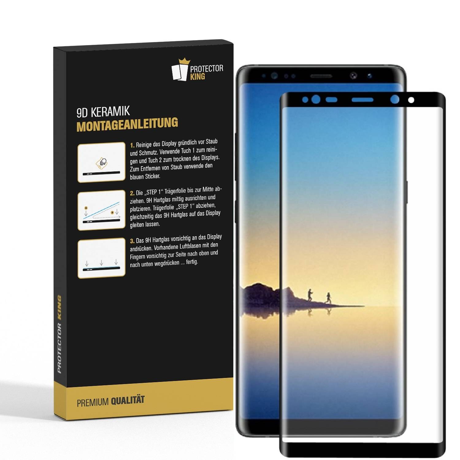 3x 9D Keramik-Glass für Samsung Galaxy Note 8 FULL COVER 3D KLAR Panzerfolie Displayschutz Schutzfolie Ceramic Screen-Protector