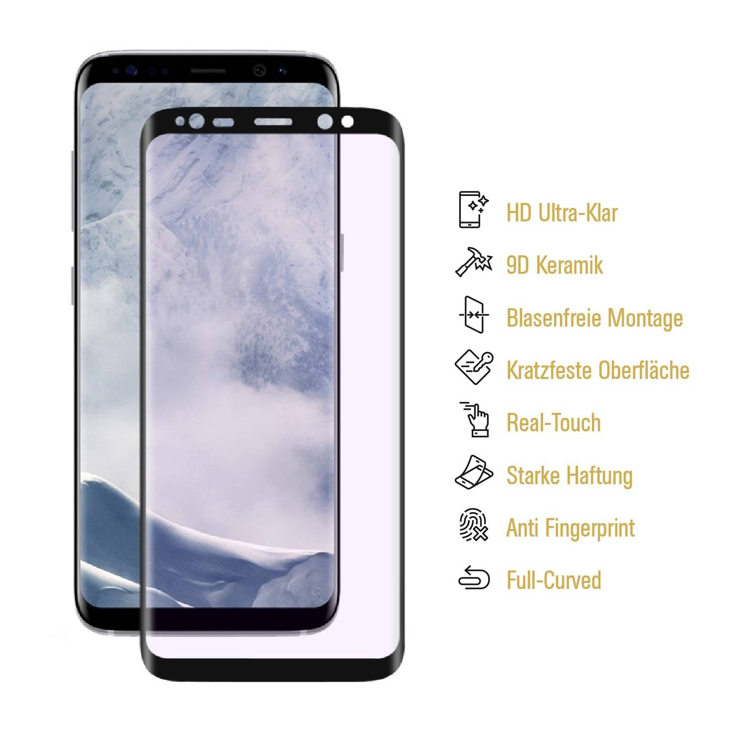6x 9D Keramik-Glass für Samsung Galaxy S8 Plus FULL COVER 3D KLAR Panzerfolie Displayschutz Schutzfolie Ceramic Screen-Protector