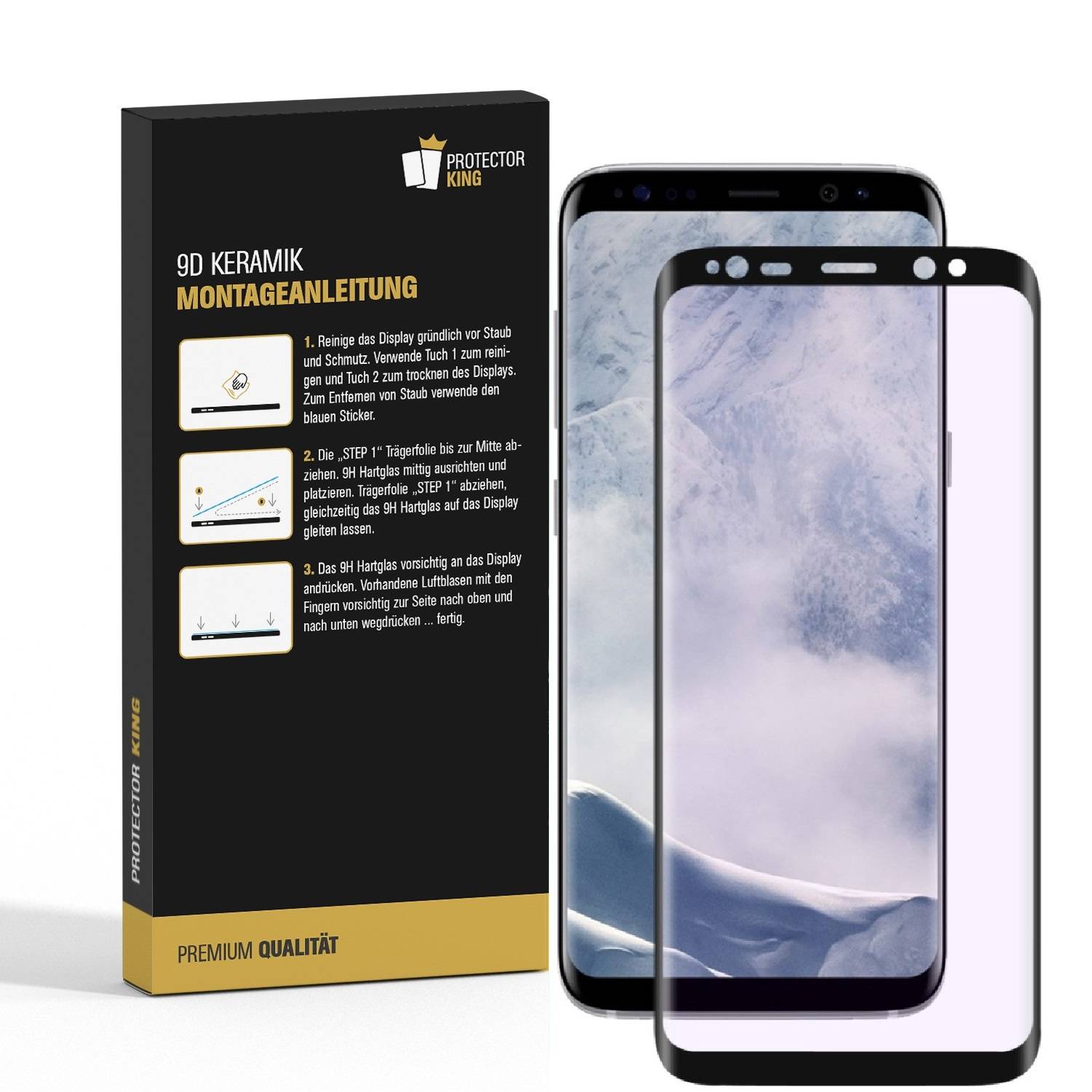 1x 9D Keramik-Glass für Samsung Galaxy S8 FULL COVER 3D KLAR Panzerfolie Displayschutz Schutzfolie Ceramic Screen-Protector