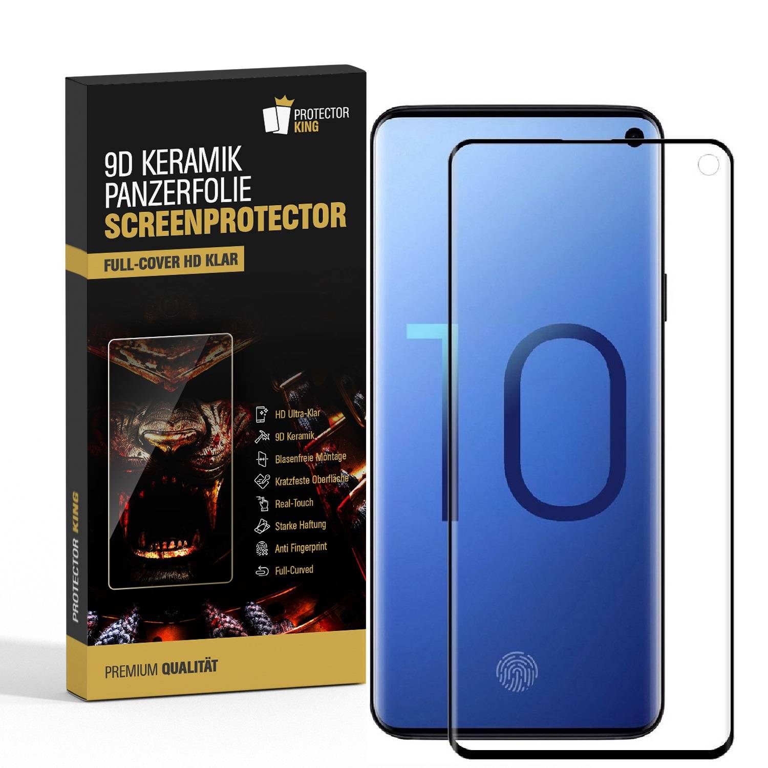 1x 9D Keramik-Glass für Samsung Galaxy S10 FULL CURVED 3D KLAR Panzerfolie Displayschutz Schutzfolie Ceramic Screen-Protector