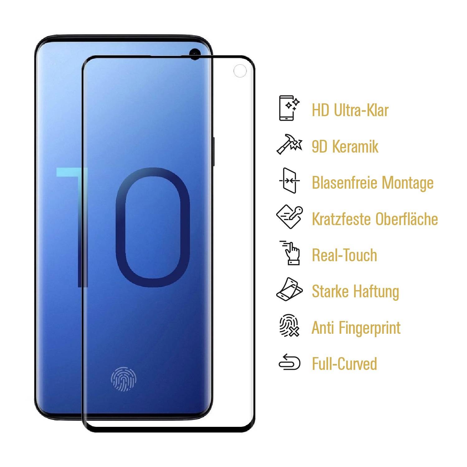 3x 9D Keramik-Glass für Samsung Galaxy S10 FULL CURVED 3D KLAR Panzerfolie Displayschutz Schutzfolie Ceramic Screen-Protector