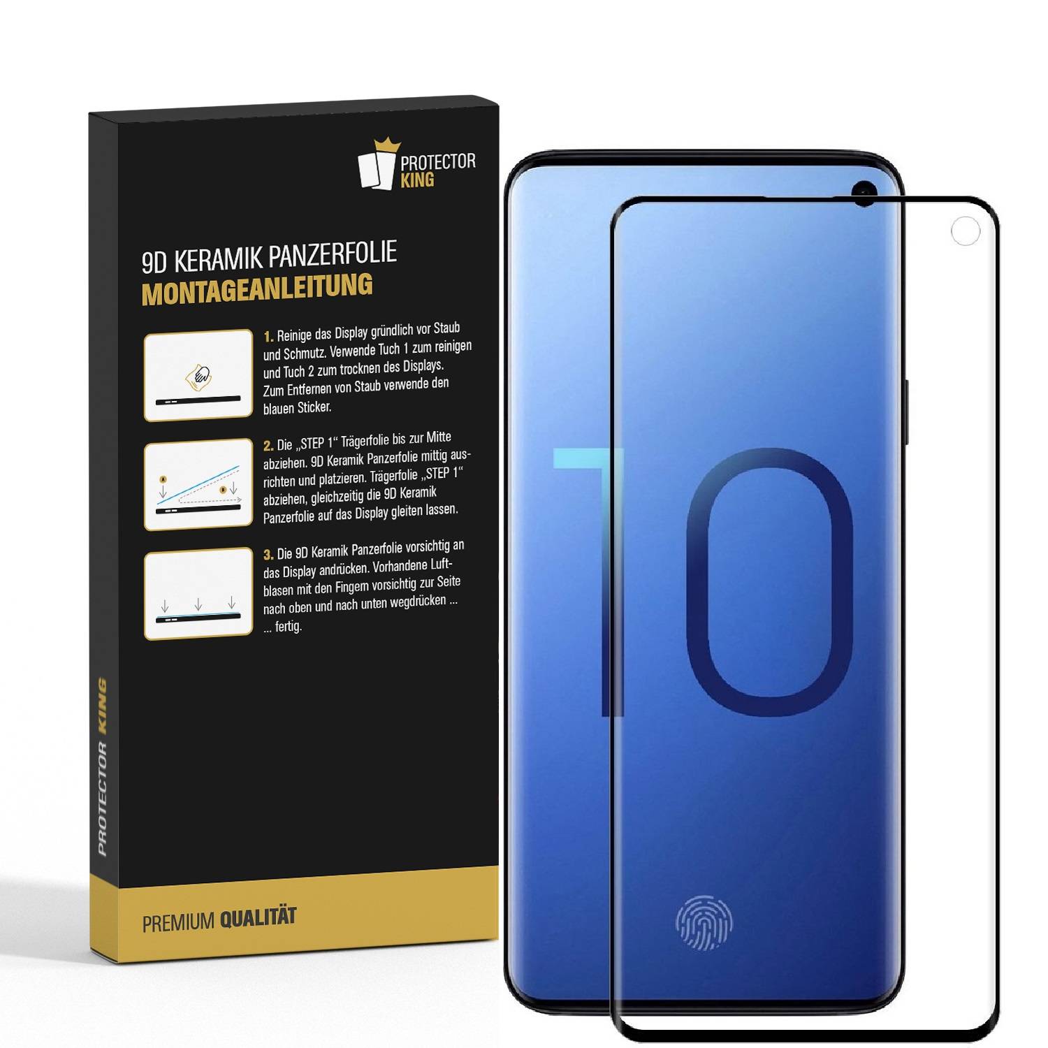 1x 9D Keramik-Glass für Samsung Galaxy S10 FULL CURVED 3D KLAR Panzerfolie Displayschutz Schutzfolie Ceramic Screen-Protector