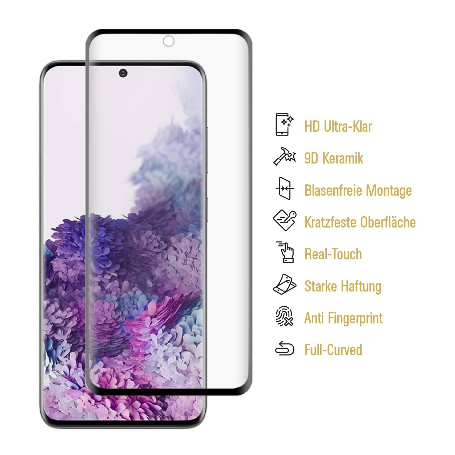 6x 9D Keramik-Glass für Samsung Galaxy S20 Ultra FULL COVER 3D KLAR Panzerfolie Displayschutz Schutzfolie Ceramic Screen-Protector