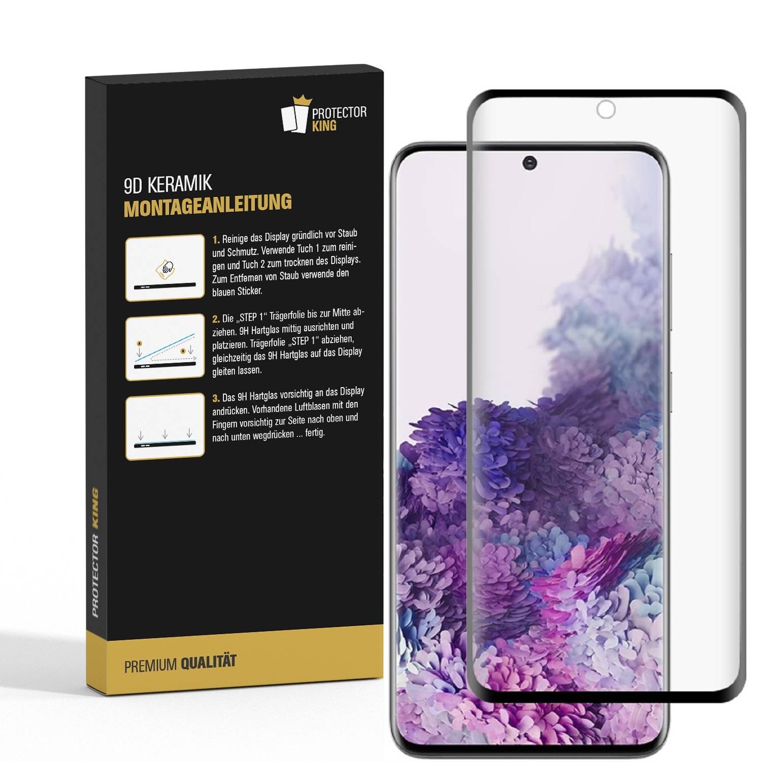 2x 9D Keramik-Glass für Samsung Galaxy S20 FULL COVER 3D KLAR Panzerfolie Displayschutz Schutzfolie Ceramic Screen-Protector