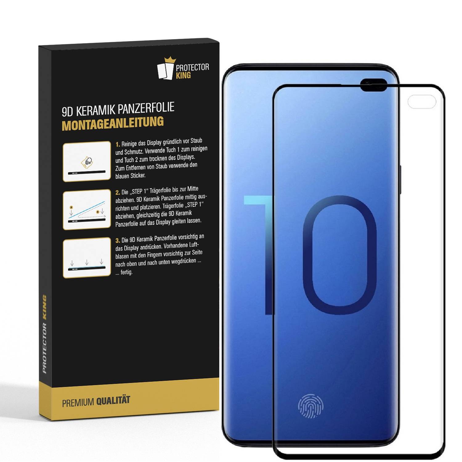 2x 9D Keramik-Glass für Samsung Galaxy S10 Plus FULL CURVED 3D KLAR Panzerfolie Displayschutz Schutzfolie Ceramic Screen-Protector