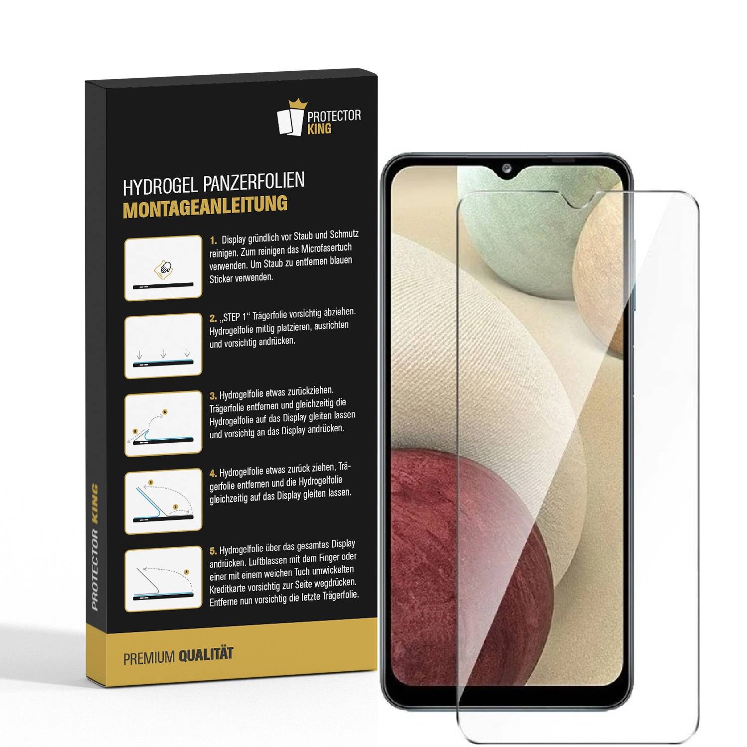 1x Hydrogel-Glass für Samsung Galaxy A12 Selbstheilend für Micro Kratzer 3D KLAR Panzerfolie Displayschutz Schutzfolie Screen-Protector